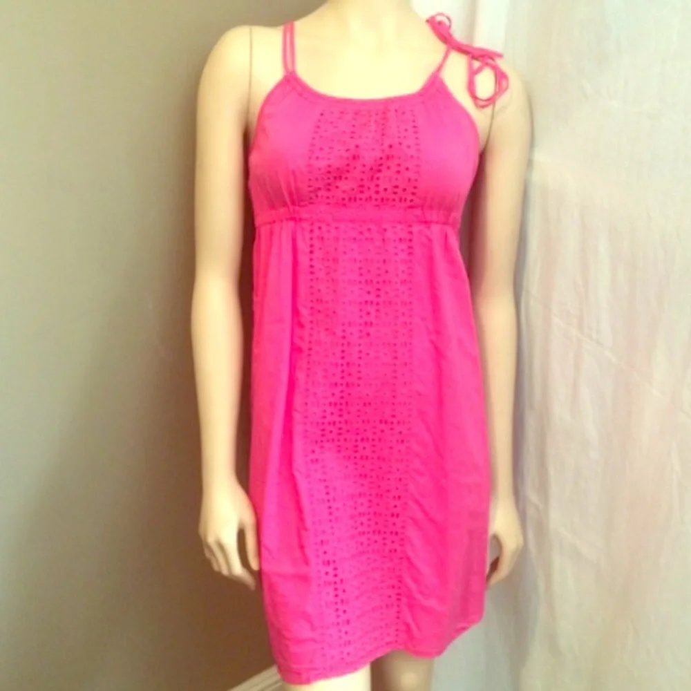 J Crew pink cotton eyelet summer mini dress